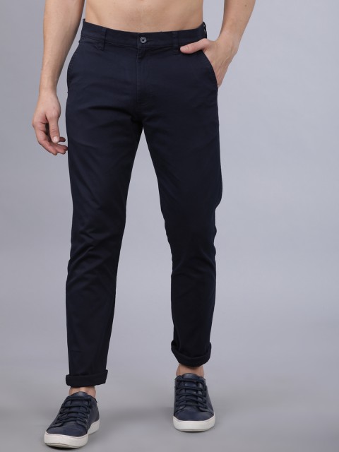 

Horsefly Men Navy Blue Slim Fit Solid Regular Trousers