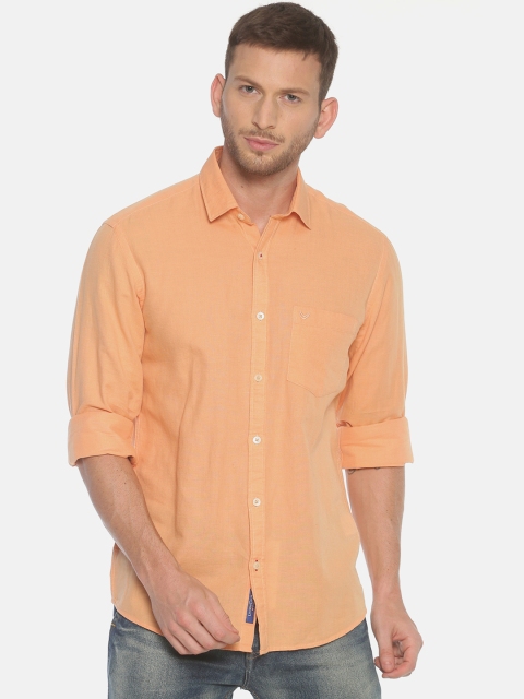 

Linen Club Men Orange Regular Fit Solid Casual Shirt