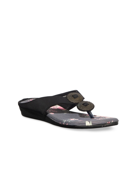 

Khadims Women Black Printed Open Toe Flats