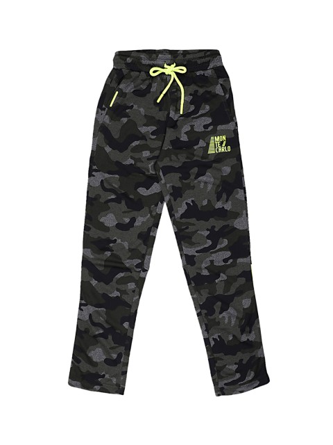 

Monte Carlo Boys Green & Grey Camouflage Printed Track Pants