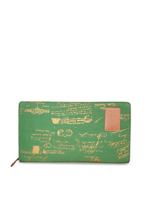 

Spice Art Women Green Printed Zip Around Wallet