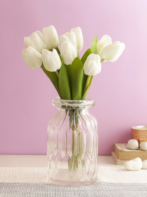 

Aapno Rajasthan Set Of 12 White & Green Artificial Tulip Flower Stems