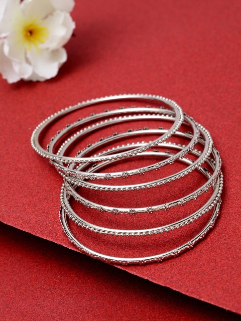 

Stoln Girls Set Of 6 Silver-Plated Beaded Bangles