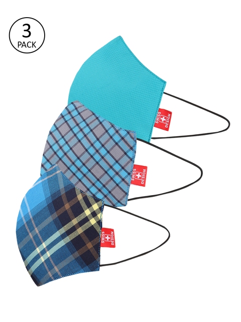 

Swiss Design Unisex 3 Pcs 3-Ply Anti-Pollution Reusable Cloth Masks, Blue