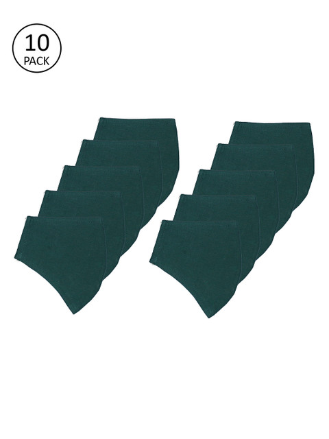 

The Vanca Unisex Pack of 10 Green Solid 3-Ply Reusable Cloth Masks