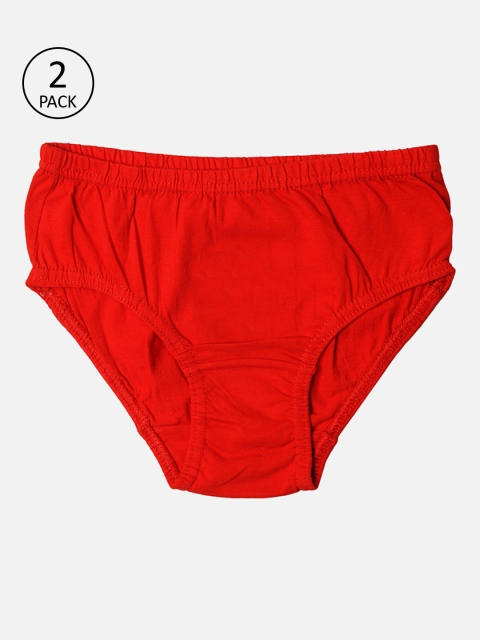 

TINY HUG Boys Pack Of 2 Red Solid Basic Briefs