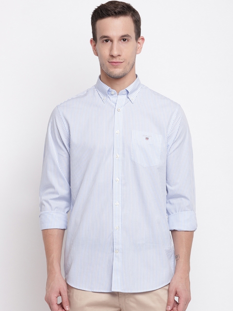 

GANT Men Blue & White Regular Fit Striped Casual Shirt