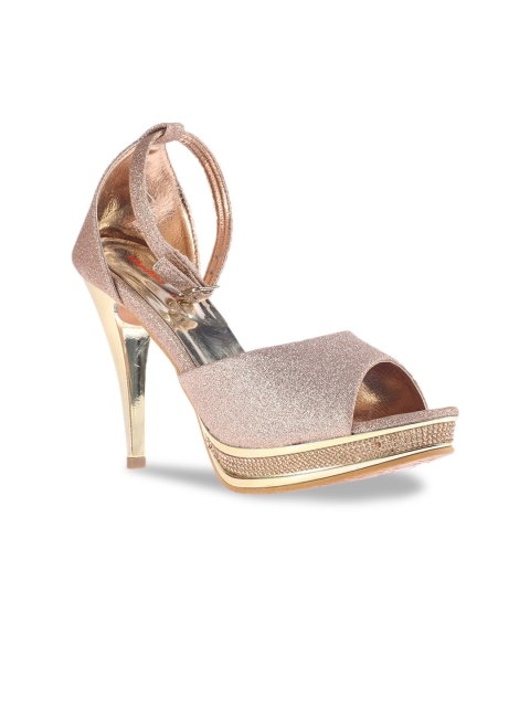 

Khadims Women Rose Gold & Gold-Toned Embellished Stilettos