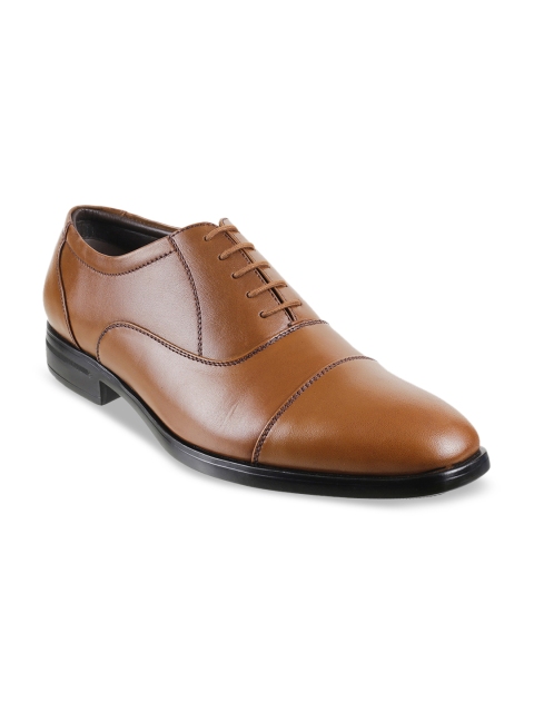 

Metro Men Tan Brown Solid Leather Formal Oxfords