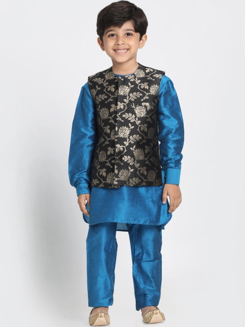 

JBN Creation Boys Blue & Black Self Design Kurta with Pyjamas
