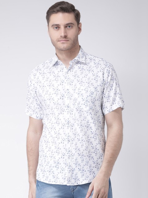 

Zeal Men White & Blue Regular Fit Printed Casual Shirt
