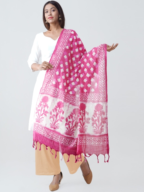 

Unnati Silks Pink Printed Dupatta