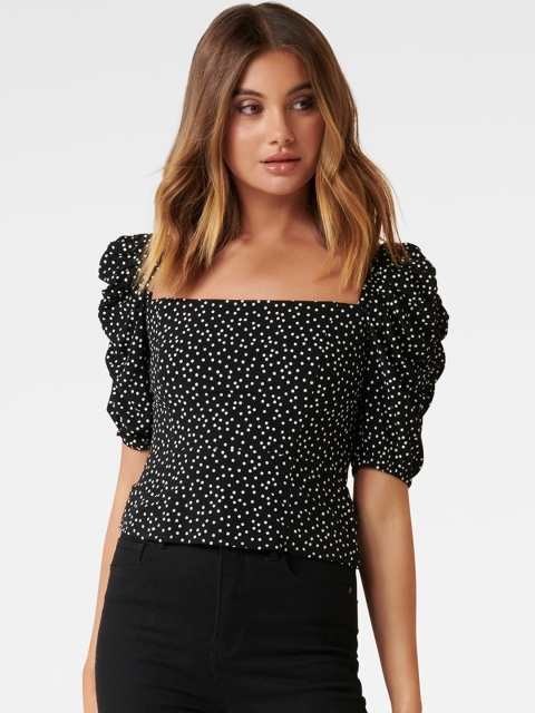 

Forever New Women Black & White Printed Top