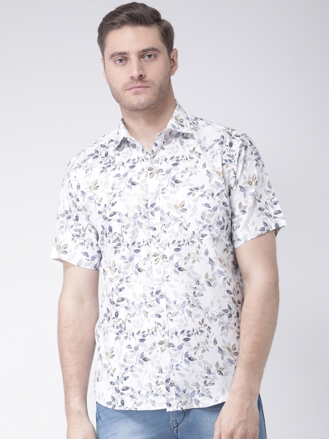

Zeal Men White & Blue Floral Regular Fit Printed Casual Shirt