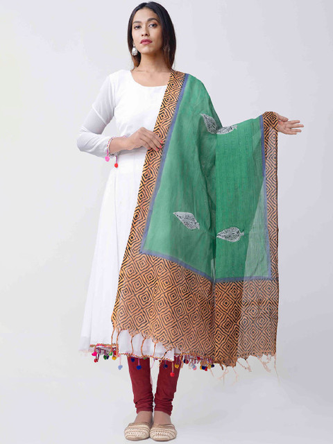 

Unnati Silks Green Printed Cotton Dupatta