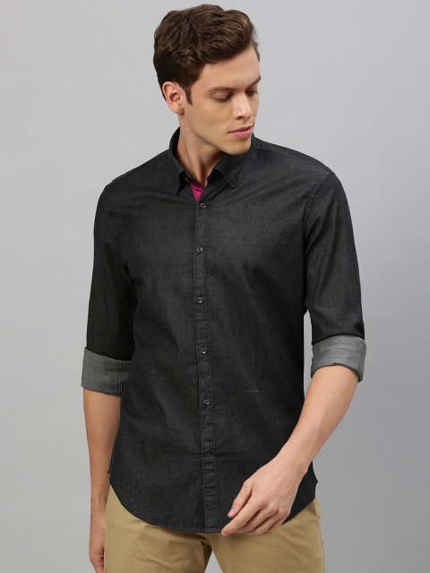 RARE RABBIT Men Black Tailored Fit Solid Casual Shirt
