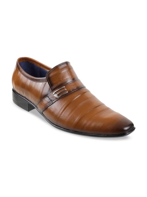 

Metro Men Tan Brown Solid Leather Formal Slip-ons