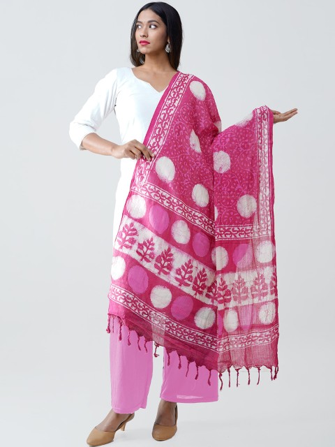 

Unnati Silks Women Pink & White Printed Sustainable Dupatta