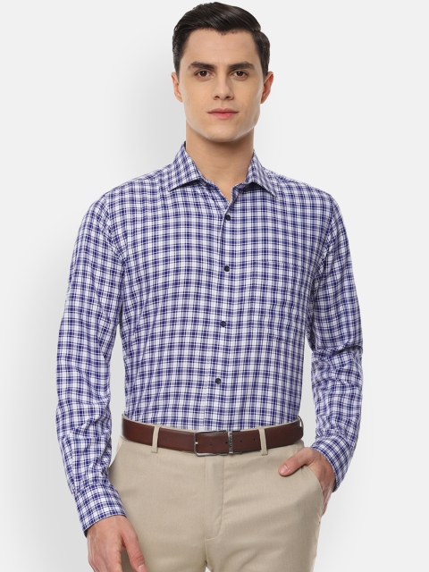 

Van Heusen Men Blue & White Regular Fit Checked Formal Shirt