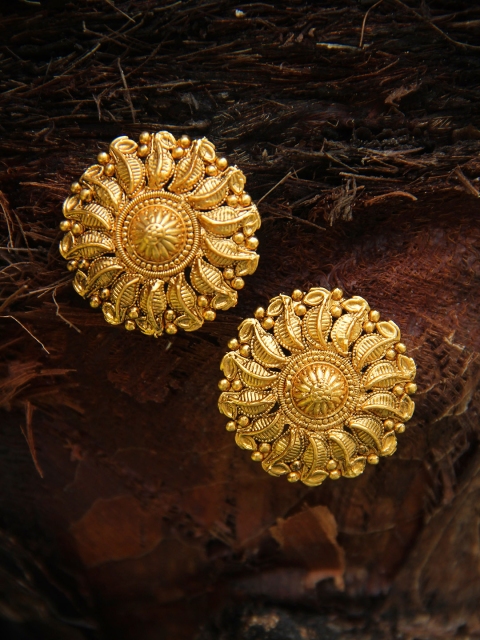

Adwitiya Collection Gold-Plated Antique Circular Studs