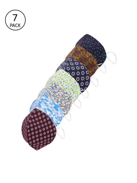 

SOJANYA Unisex Pack Of 7 Pcs Multicoloured Reusable 3-Ply Protective Outdoor Masks, Multi