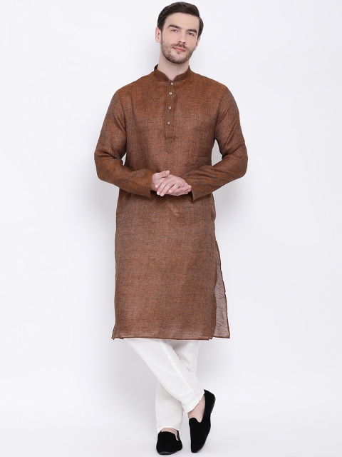 

Lakshya by Manish Men Brown Striped Straight Kurta