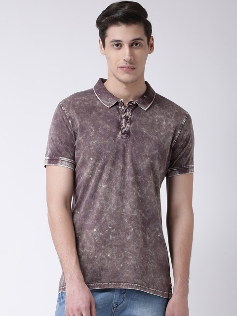 

Club York Men Burgundy Dyed Polo Collar T-shirt