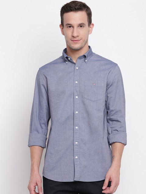 

GANT Men Blue Regular Fit Self Design Casual Shirt