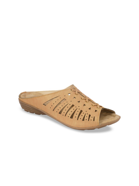 

Khadims Women Beige Solid Open Toe Flats