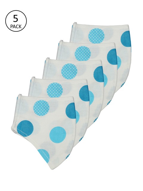 

The Vanca Unisex Pack of 5 White Polka Dot Print 3-Ply Reusable Cloth Masks