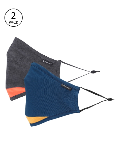 

t-base Adults Pack of 2 Assorted Reusable 6-Layers Cloth Masks, Charcoal
