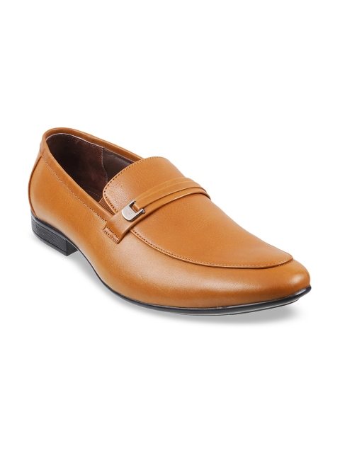 

Metro Men Tan Brown Solid Leather Formal Slip-Ons