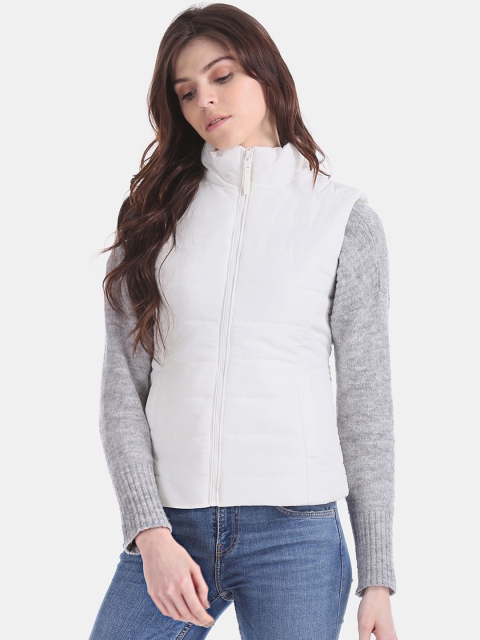 

Aeropostale Women White Solid Padded Jacket