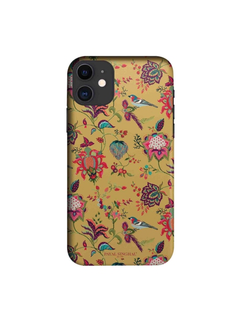 

macmerise Mustard Yellow & Pink Chidiya iPhone 11 Mobile Case