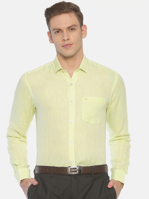 

Linen Club Men Lime Green Regular Fit Self Design Formal Shirt