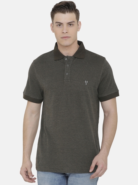 VUDU Men Grey Solid Polo Collar T-shirt