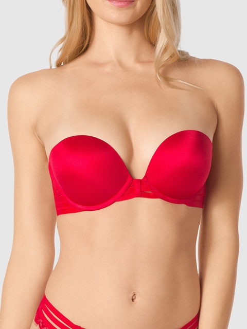 

La Senza Red Solid Underwired Lightly Padded Strapless Bandeau Bra 11164669-92Q4