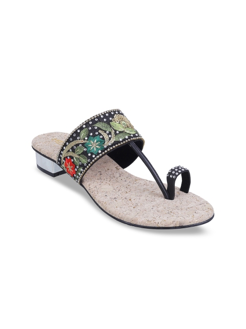 

Metro Women Black & Green Woven Design Heels