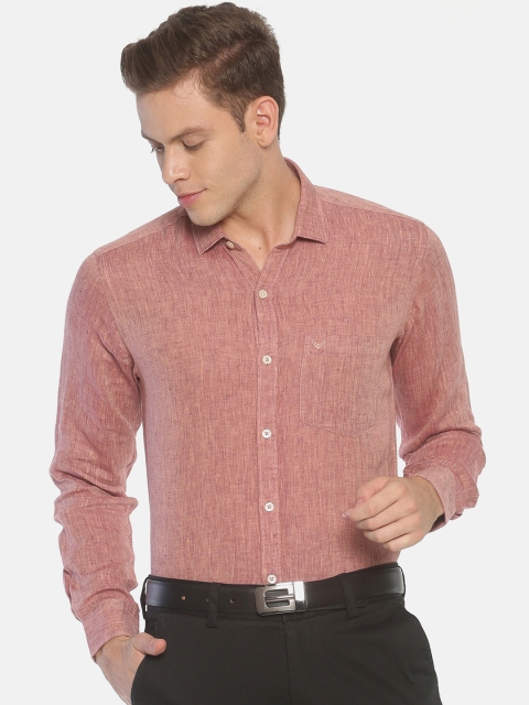 

Linen Club Men Red & Pink Self Design Formal Linen Shirt