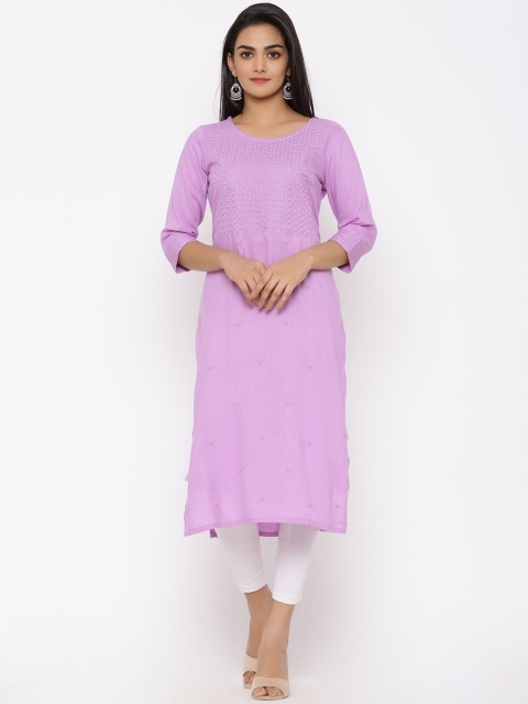 

Ishin Women Purple Yoke Design Straight Kurta