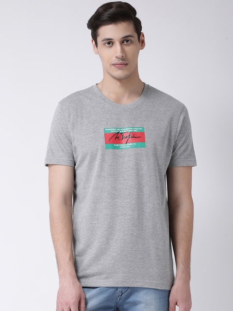 

Club York Men Grey Printed Round Neck T-shirt