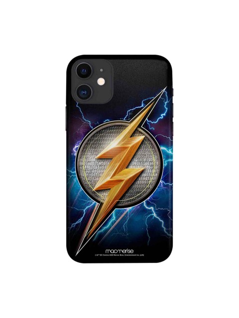 

macmerise White & Blue Flash Storm Anti Slip Back iPhone 11 Case, Black