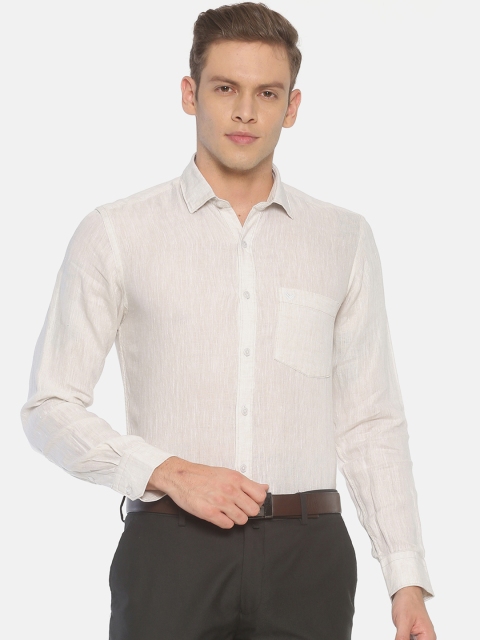 

Linen Club Men Off-White Regular Fit Solid Formal Linen Shirt