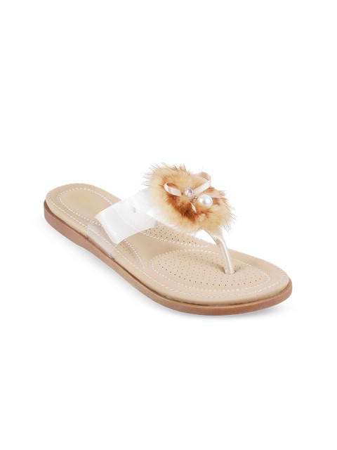

Metro Women Beige Embellished T-Strap Flats