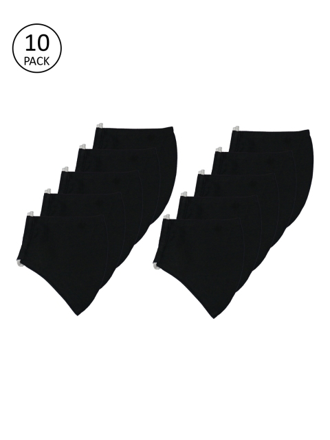 

The Vanca Unisex Pack of 10 Black Solid 3-Ply Reusable Cloth Masks