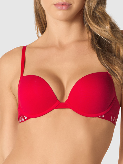 

La Senza Red Solid Underwired Lightly Padded Plunge Bra