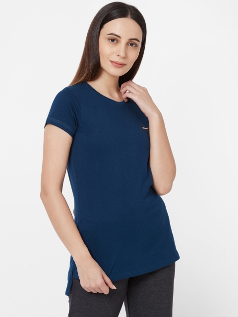 

Sweet Dreams Women Navy Blue Solid Round Neck T-shirt