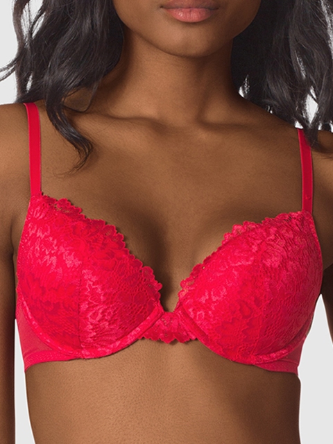 

La Senza Red Lace Underwired Lightly Padded Plunge Bra
