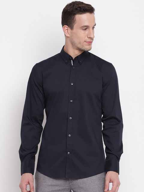 

Antony Morato Men Navy Blue Slim Fit Solid Casual Shirt