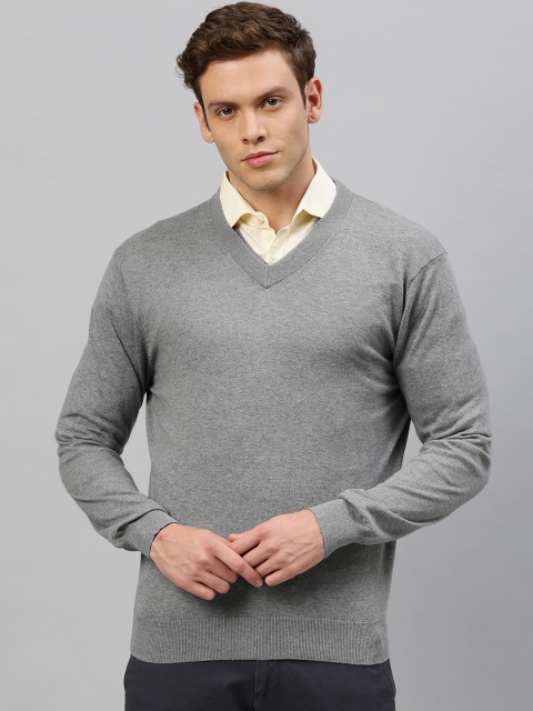 

RARE RABBIT Men Grey Self Design Pullover Sweater